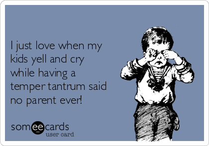 

I just love when my
kids yell and cry
while having a
temper tantrum said
no parent ever!