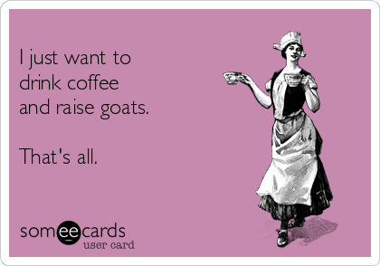 
I just want to
drink coffee 
and raise goats. 

That's all. 