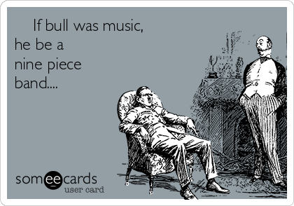     If bull was music, 
he be a 
nine piece 
band....        