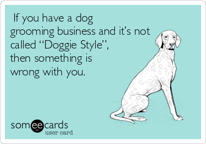  If you have a dog
grooming business and it’s not
called “Doggie Style”,
then something is
wrong with you.