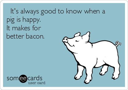   It's always good to know when a
pig is happy.
It makes for
better bacon.