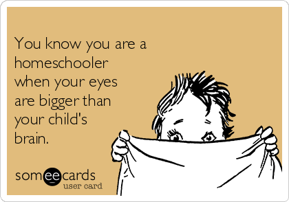
You know you are a
homeschooler
when your eyes
are bigger than
your child's
brain.