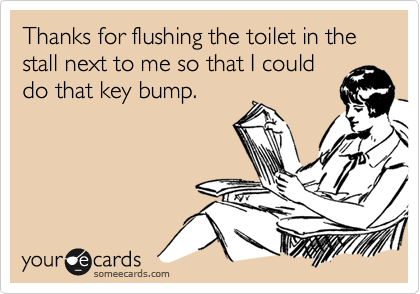 Thanks for flushing the toilet in the stall next to me so that I coulddo that key bump.