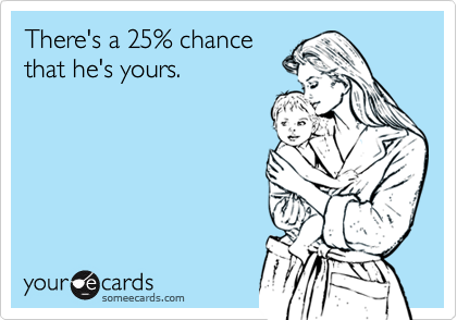 There's a 25% chance
that he's yours.