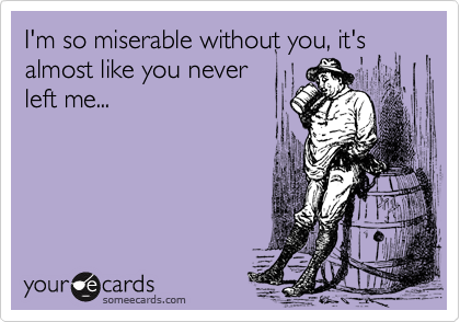I'm so miserable without you, it's almost like you never
left me...