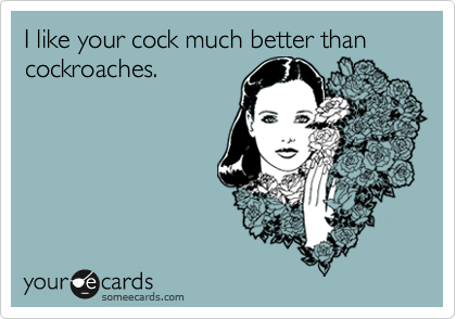 I like your cock much better than cockroaches.