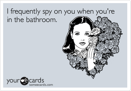 I frequently spy on you when you're in the bathroom.
