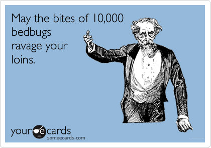 May the bites of 10,000
bedbugs
ravage your
loins.