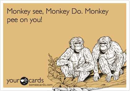 Monkey see, Monkey Do. Monkey pee on you!