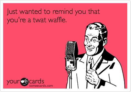 Just wanted to remind you that you're a twat waffle. 