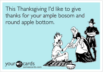 This Thanksgiving I'd like to give thanks for your ample bosom and round apple bottom. 