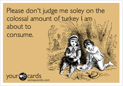 Please don't judge me soley on the colossal amount of turkey I am about to
consume.