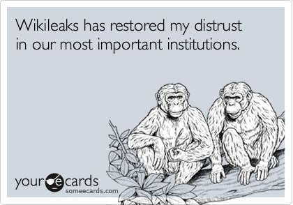 Wikileaks has restored my distrust in our most important institutions.