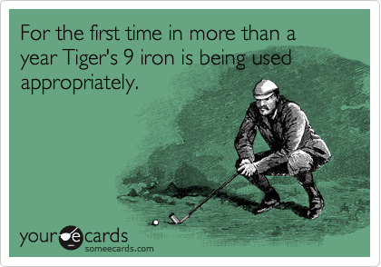 For the first time in more than a year Tiger's 9 iron is being used appropriately.