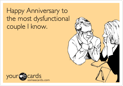 Happy Anniversary To The Most Dysfunctional Couple I Know Anniversary Ecard