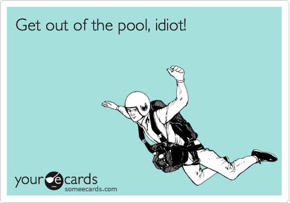 Get out of the pool, idiot!