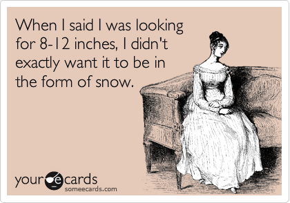 When I said I was looking
for 8-12 inches, I didn't
exactly want it to be in
the form of snow.
