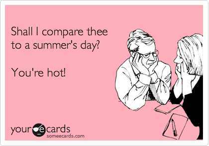
Shall I compare thee
to a summer's day?

You're hot!