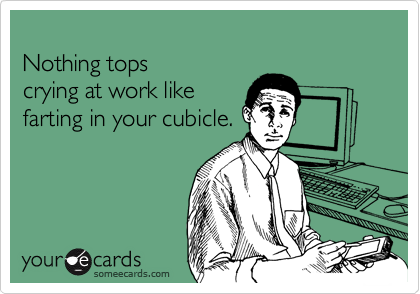
Nothing tops 
crying at work like 
farting in your cubicle.