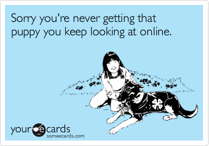 Sorry you're never getting that puppy you keep looking at online.