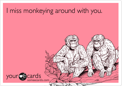 I miss monkeying around with you.