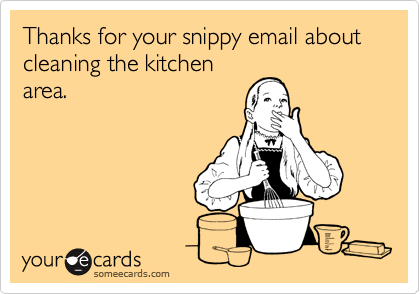 Thanks For Your Snippy Email About Cleaning The Kitchen Area