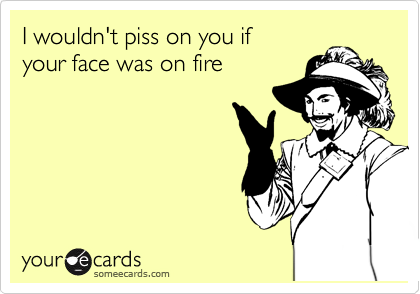 I wouldn't piss on you if
your face was on fire