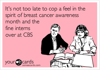 It's not too late to cop a feel in the
spirit of breast cancer awareness month and the 
fine interns 
over at CBS
