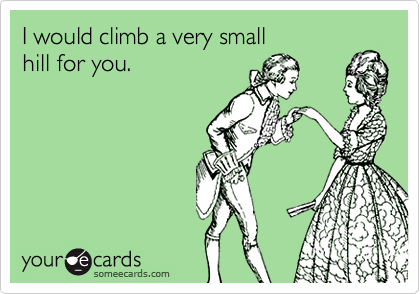I would climb a very small
hill for you.