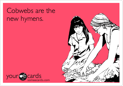 Cobwebs are the 
new hymens.