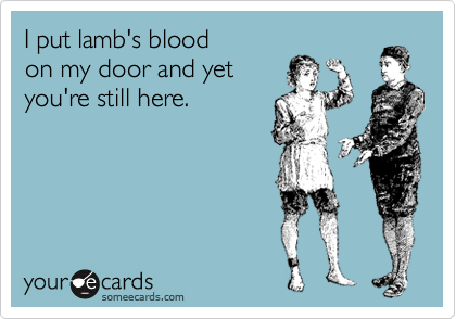 I put lamb's blood 
on my door and yet
you're still here.