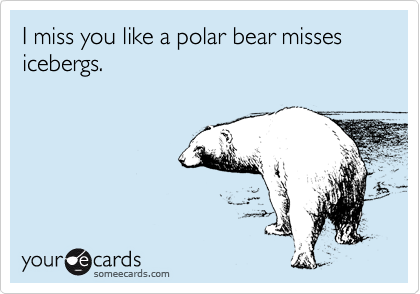I miss you like a polar bear misses icebergs.