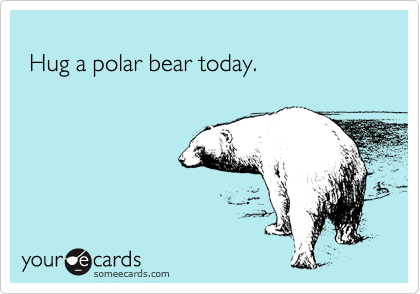 
 Hug a polar bear today.