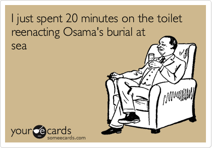 I just spent 20 minutes on the toilet reenacting Osama's burial at
sea