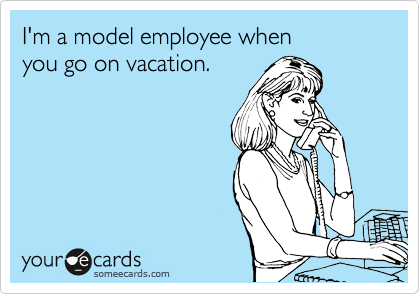 I'm a model employee when 
you go on vacation.