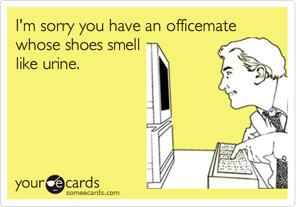 I'm sorry you have an officemate whose shoes smell
like urine.