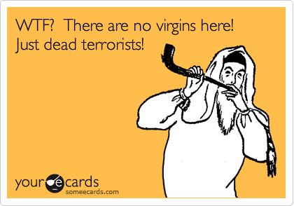 WTF?  There are no virgins here!  Just dead terrorists!