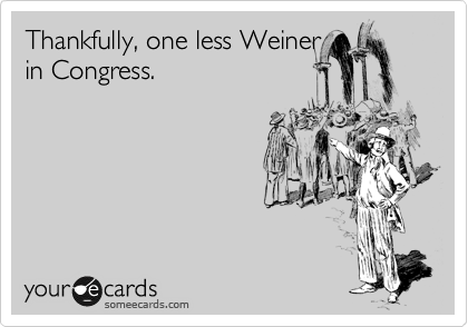 Thankfully, one less Weiner
in Congress.