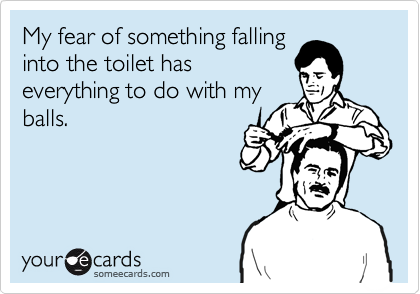 My fear of something falling
into the toilet has
everything to do with my
balls.