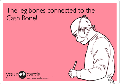 The leg bones connected to the Cash Bone!
