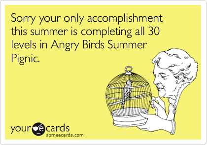 Sorry your only accomplishment this summer is completing all 30 levels in Angry Birds Summer
Pignic.