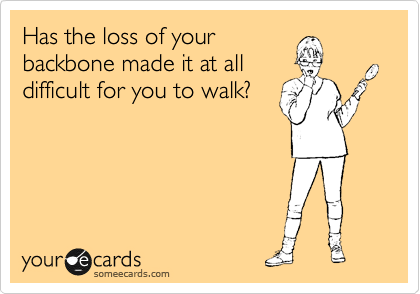 Has the loss of your
backbone made it at all
difficult for you to walk? 