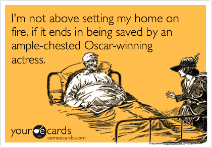 I'm not above setting my home on fire, if it ends in being saved by an
ample-chested Oscar-winning actress.