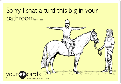 Sorry I shat a turd this big in your bathroom........
