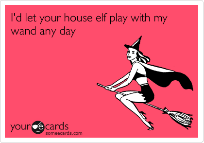 I'd let your house elf play with my wand any day