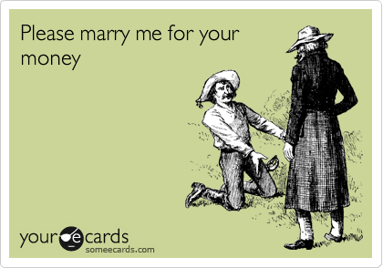Please marry me for your
money