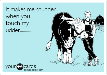 It makes me shudder
when you
touch my
udder...........