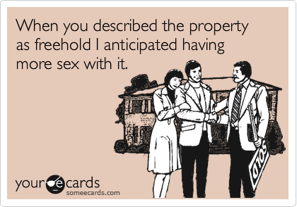 When you described the property as freehold I anticipated having more sex with it.