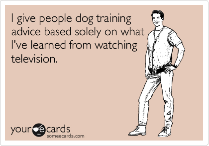 I give people dog training
advice based solely on what
I've learned from watching
television.