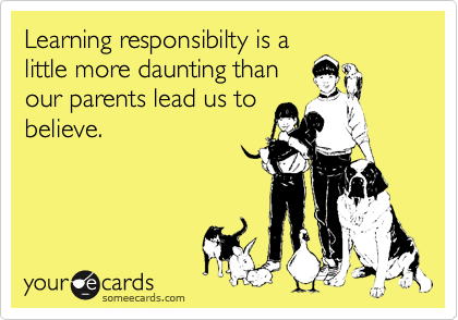 Learning responsibilty is a
little more daunting than
our parents lead us to
believe.  
